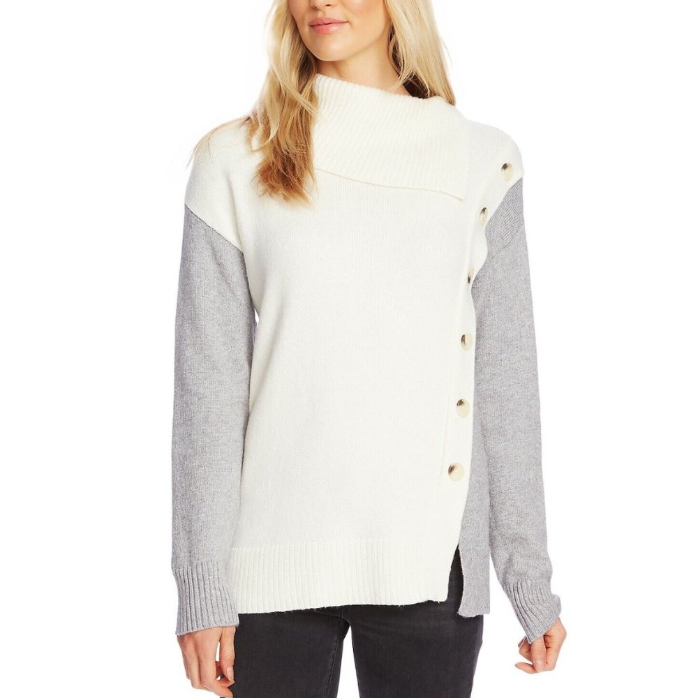 Vince Camuto Asymmetrical Button-Front Sweater